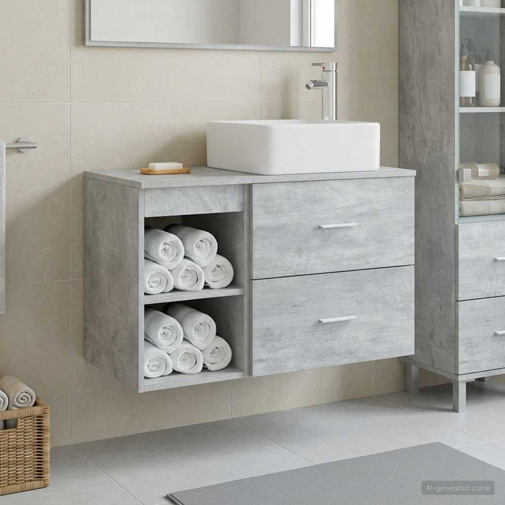 vidaXL Badezimmermöbel-Set 2 pcs Betongrau Holzwerkstoff