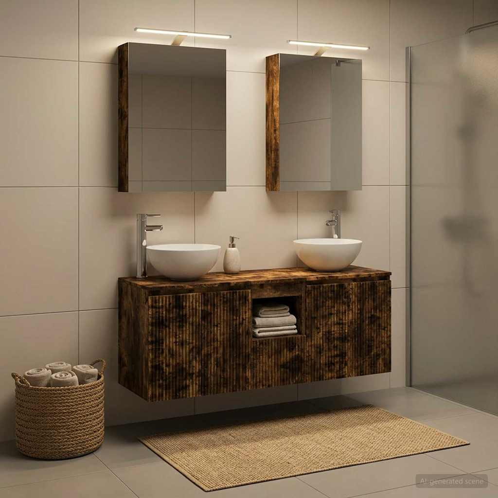 vidaXL Badezimmerschrank-Set 5 pcs Geräucherte Eiche 50 x 14,5 x 70 cm