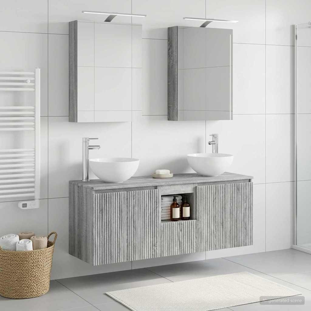 vidaXL Badezimmerschrank-Set 5 pcs Grau Sonoma 50 x 14,5 x 70 cm