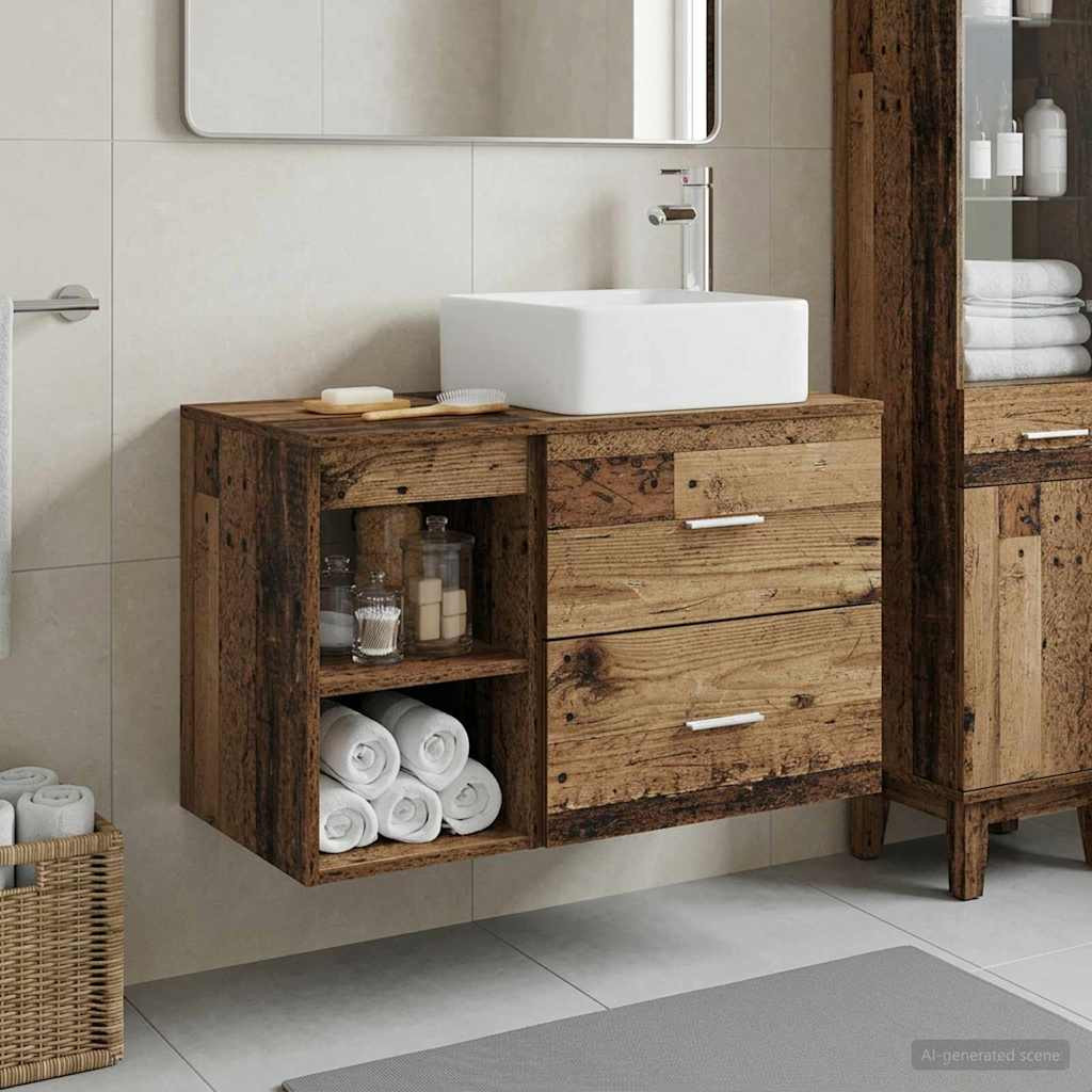 vidaXL Badezimmermöbel-Set 2 pcs Altholz Holzwerkstoff