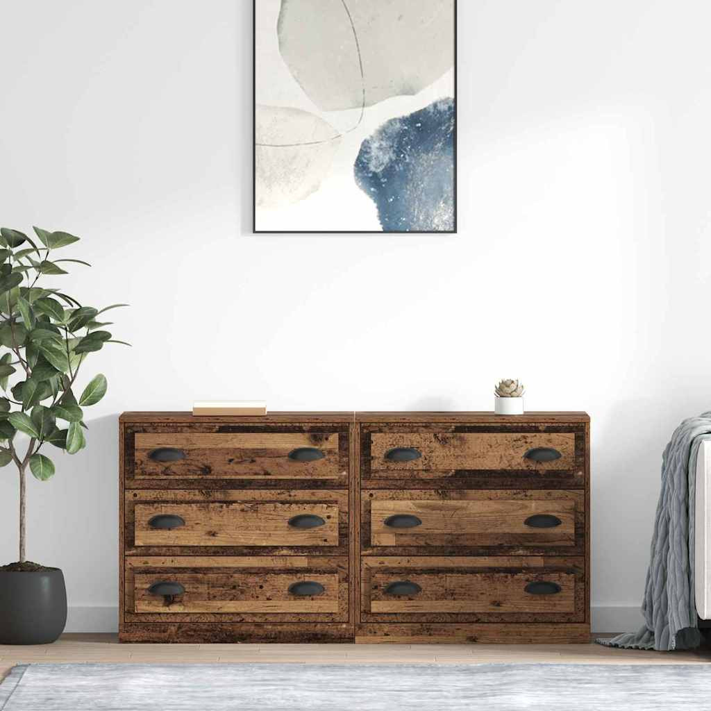 vidaXL Sideboards 2 pcs Altholz 70 x 35,5 x 67,5 cm Holzwerkstoff