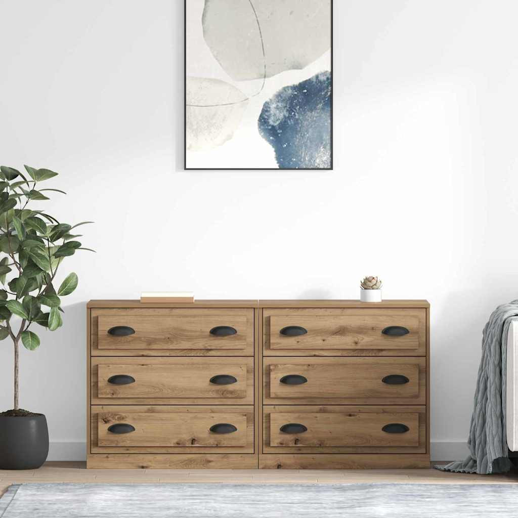 vidaXL Sideboards 2 pcs Artisan-Eiche 70 x 35,5 x 67,5 cm