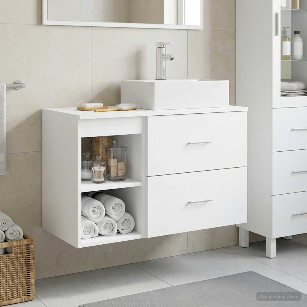 vidaXL Badezimmermöbel-Set 2 pcs Weiß Holzwerkstoff