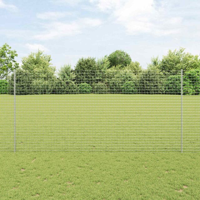 vidaXL Euro-Zaun mit Pfosten 10 x 1,5 m Verzinkter Stahl Silber Netz