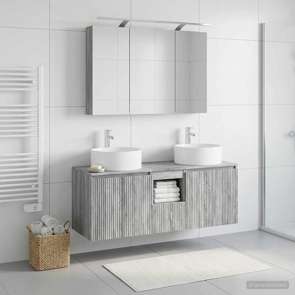 vidaXL Badezimmerschrank-Set 4 pcs Grau Sonoma 100 x 14,5 x 70 cm