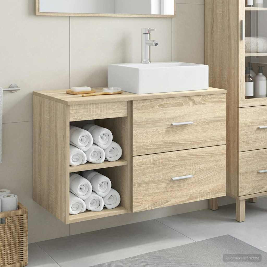 vidaXL Badezimmermöbel-Set 2 pcs Sonoma-Eiche Holzwerkstoff