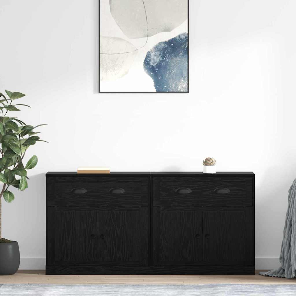 vidaXL Sideboards 2 pcs Schwarz Eichen-Optik 70 x 35,5 x 67,5 cm