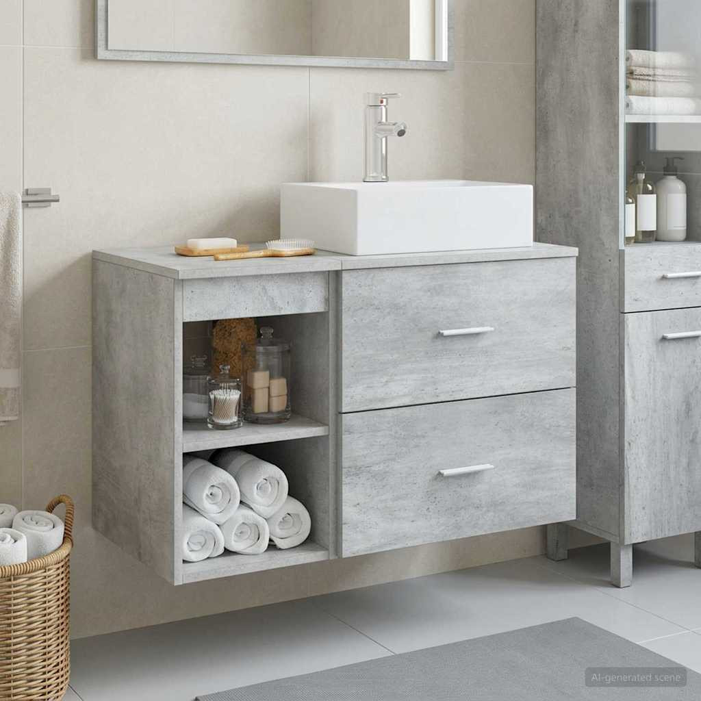 vidaXL Badezimmermöbel-Set 2 pcs Betongrau Holzwerkstoff
