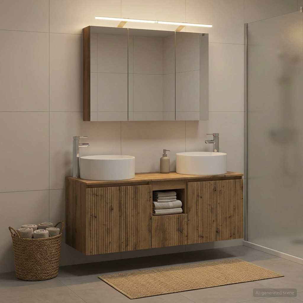 vidaXL Badezimmerschrank-Set 4 Stk. Artisan-Eiche Holzwerkstoff