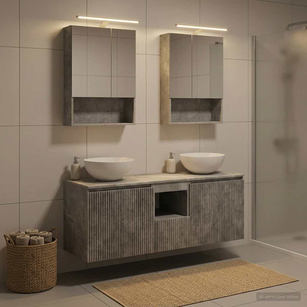 vidaXL Badezimmerschrank-Set 5 pcs Betongrau 50 x 14,5 x 70 cm