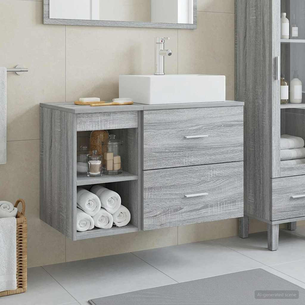 vidaXL Badezimmermöbel-Set 2 pcs Grau Sonoma Holzwerkstoff