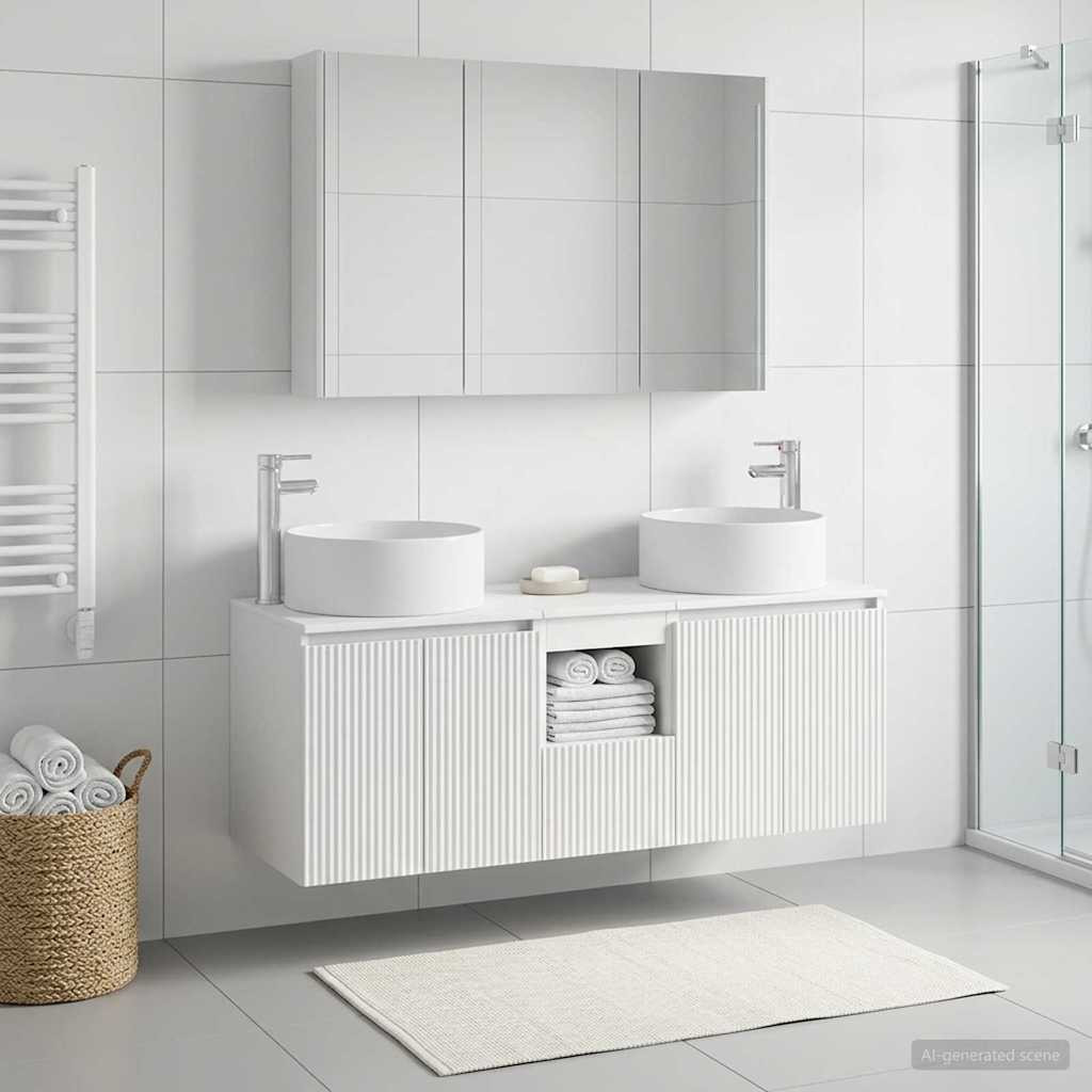 vidaXL Badezimmerschrank-Set 4 pcs Weiß 103,5 x 15,5 x 70 cm