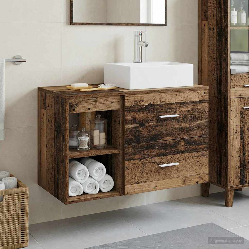vidaXL Badezimmermöbel-Set 2 pcs Altholz Holzwerkstoff