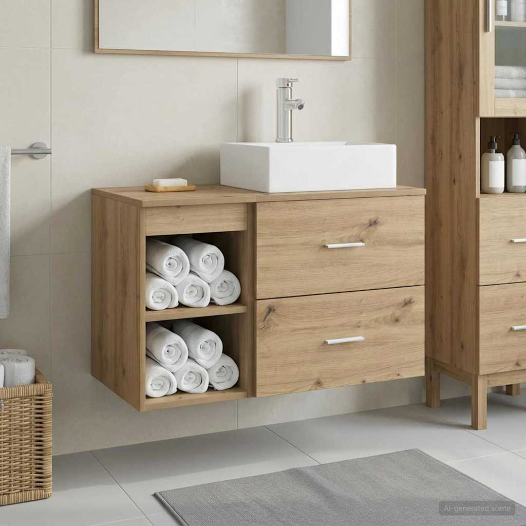 vidaXL Badezimmermöbel-Set 2 Stk. Artisan-Eiche Holzwerkstoff