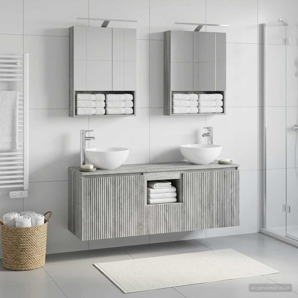 vidaXL Badezimmerschrank-Set 5 pcs Grau Sonoma 50 x 14,5 x 70 cm
