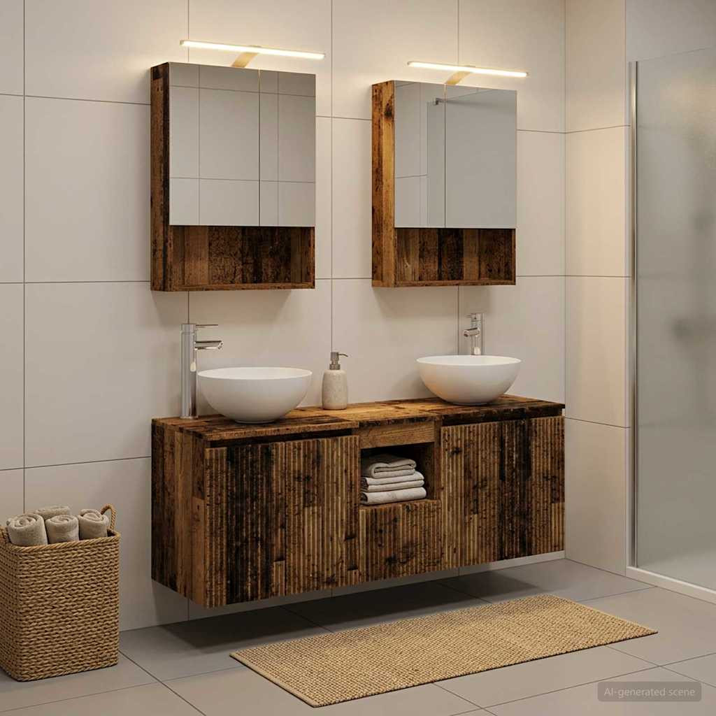 vidaXL Badezimmerschrank-Set 5 pcs Altholz 50 x 14,5 x 70 cm