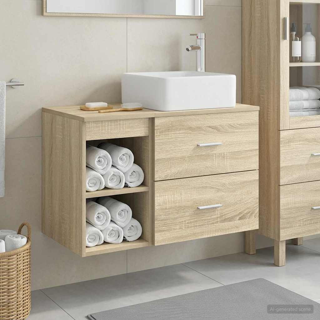 vidaXL Badezimmermöbel-Set 2 pcs Sonoma-Eiche Holzwerkstoff