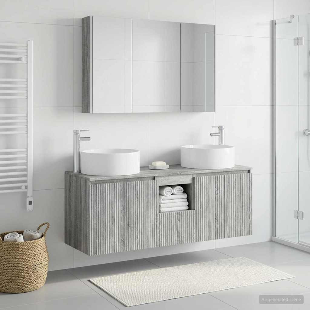 vidaXL Badezimmerschrank-Set 4 pcs Grau Sonoma 103,5 x 15,5 x 70 cm