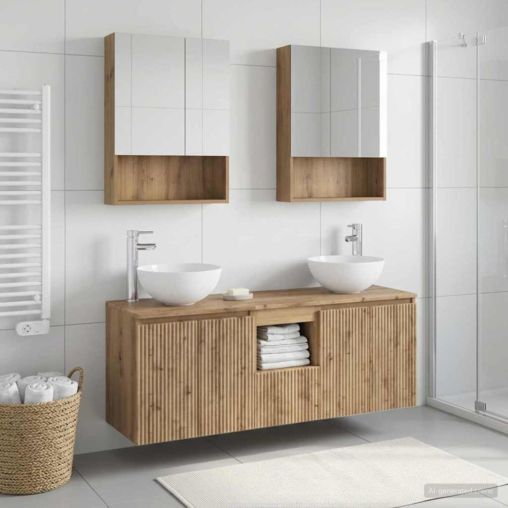 vidaXL Badezimmerschrank-Set 5 Stk. Artisan-Eiche Holzwerkstoff