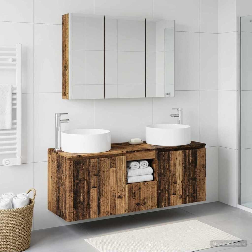 vidaXL Badezimmerschrank-Set 4 pcs Altholz 103,5 x 15,5 x 70 cm