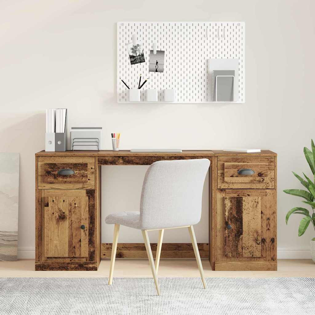vidaXL Schreibtisch mit Schrank mit Tür Altholz 154,5 x 50 x 75 cm