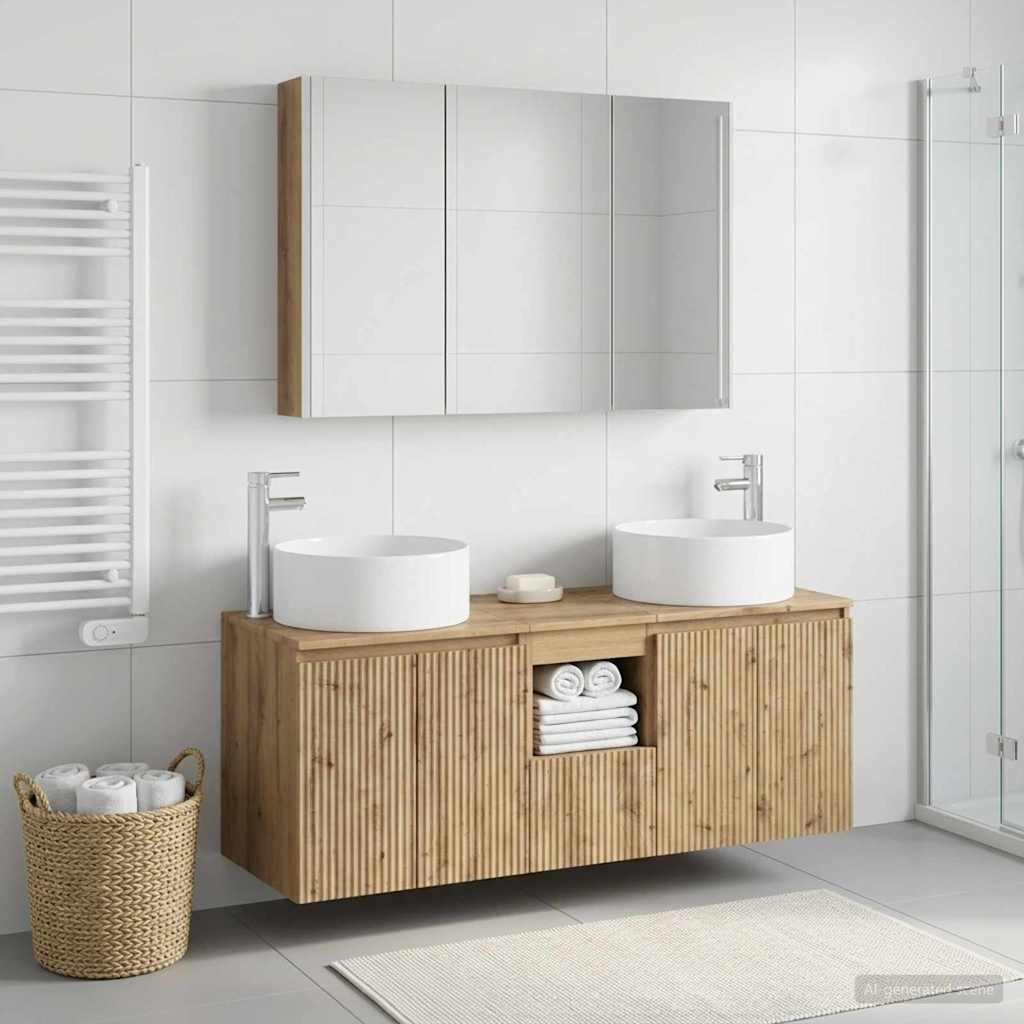 vidaXL Badezimmerschrank-Set 4 Stk. Artisan-Eiche Holzwerkstoff
