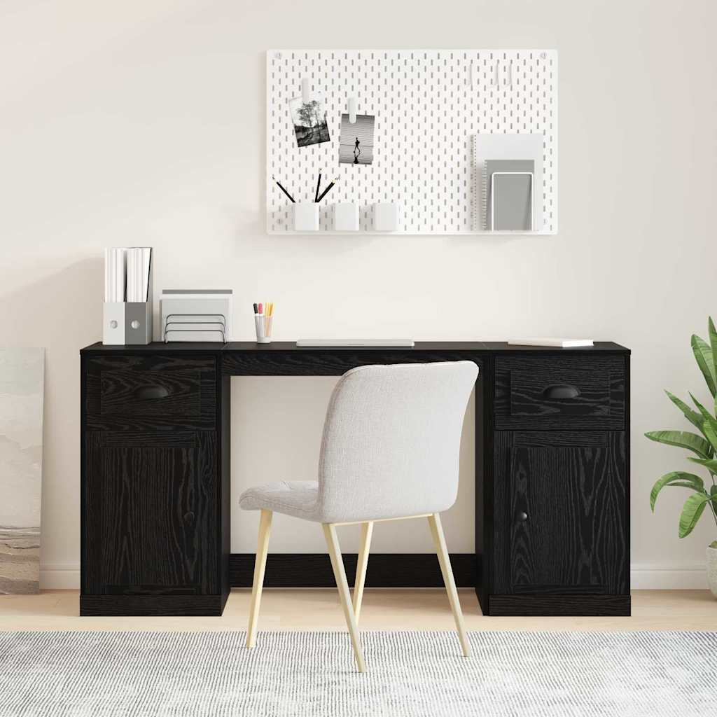 vidaXL Schreibtisch mit Schrank mit Schubladen Schwarz Eichen-Optik