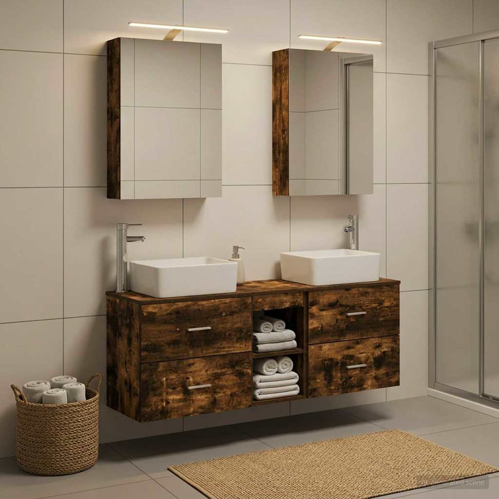vidaXL Badezimmermöbel-Set 5 pcs Geräucherte Eiche