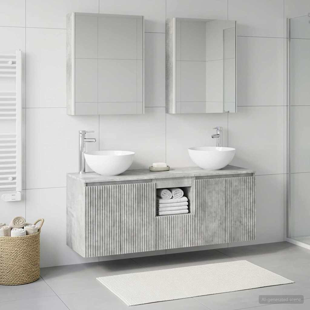 vidaXL Badezimmerschrank-Set 5 pcs Betongrau 53 x 15,5 x 70 cm
