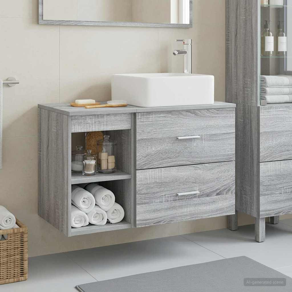 vidaXL Badezimmermöbel-Set 2 pcs Grau Sonoma Holzwerkstoff