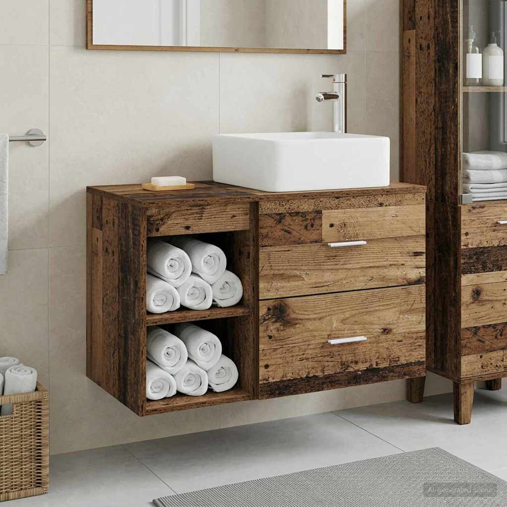 vidaXL Badezimmermöbel-Set 2 pcs Altholz Holzwerkstoff