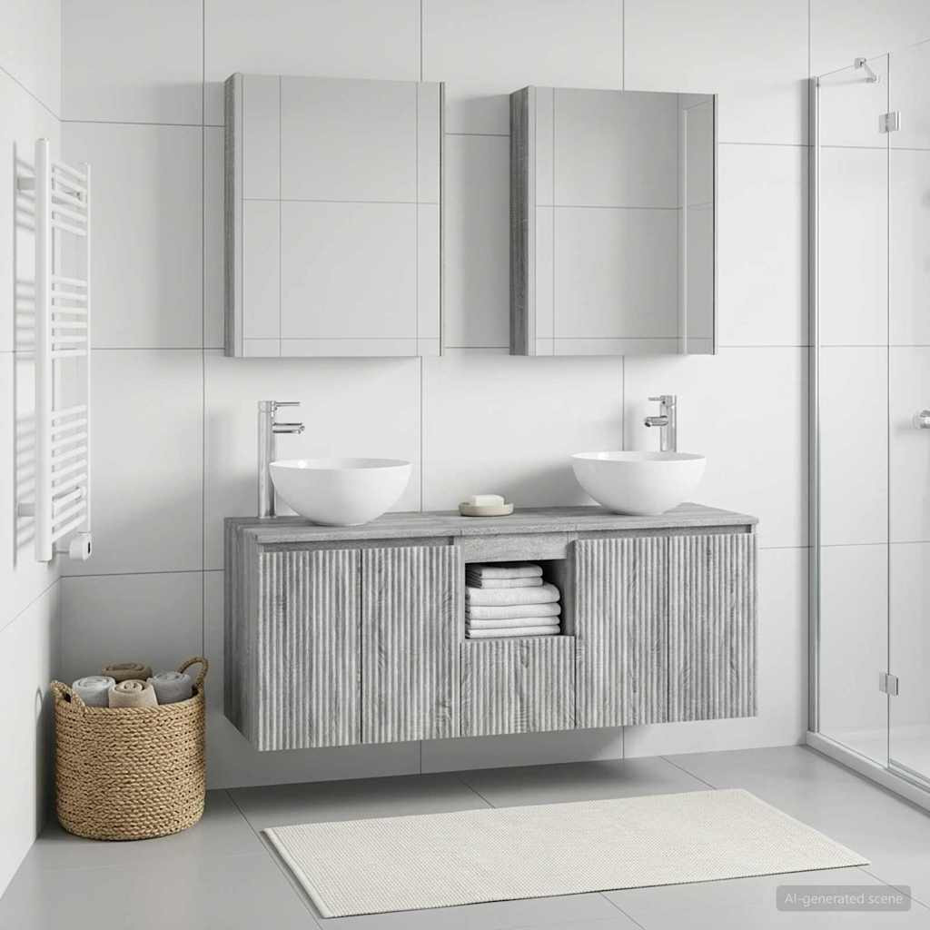 vidaXL Badezimmerschrank-Set 5 pcs Grau Sonoma 53 x 15,5 x 70 cm