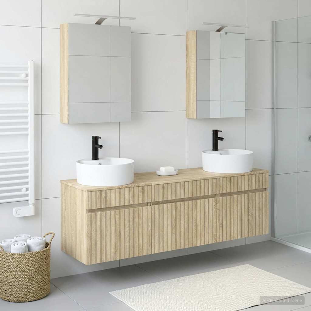 vidaXL Badezimmerschrank-Set 5 pcs Sonoma-Eiche 50 x 14,5 x 70 cm