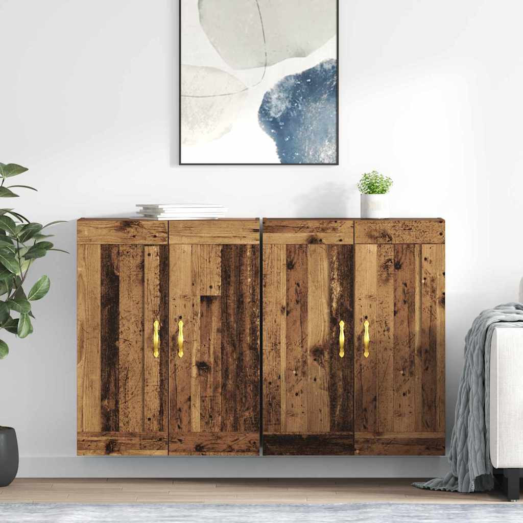 vidaXL Wandmontierter Schrank 2 pcs Altholz 69,5 x 34 x 90 cm