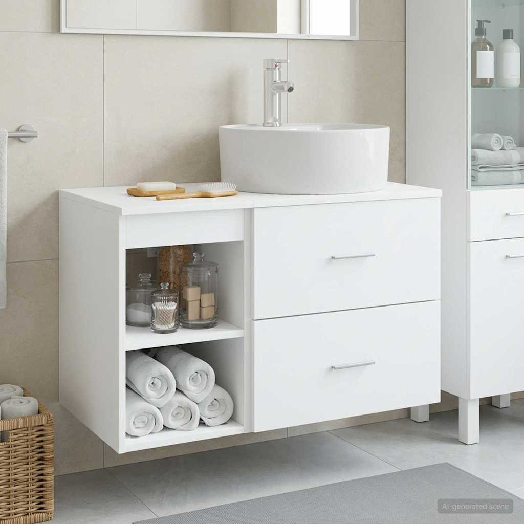 vidaXL Badezimmermöbel-Set 2 pcs Weiß Holzwerkstoff