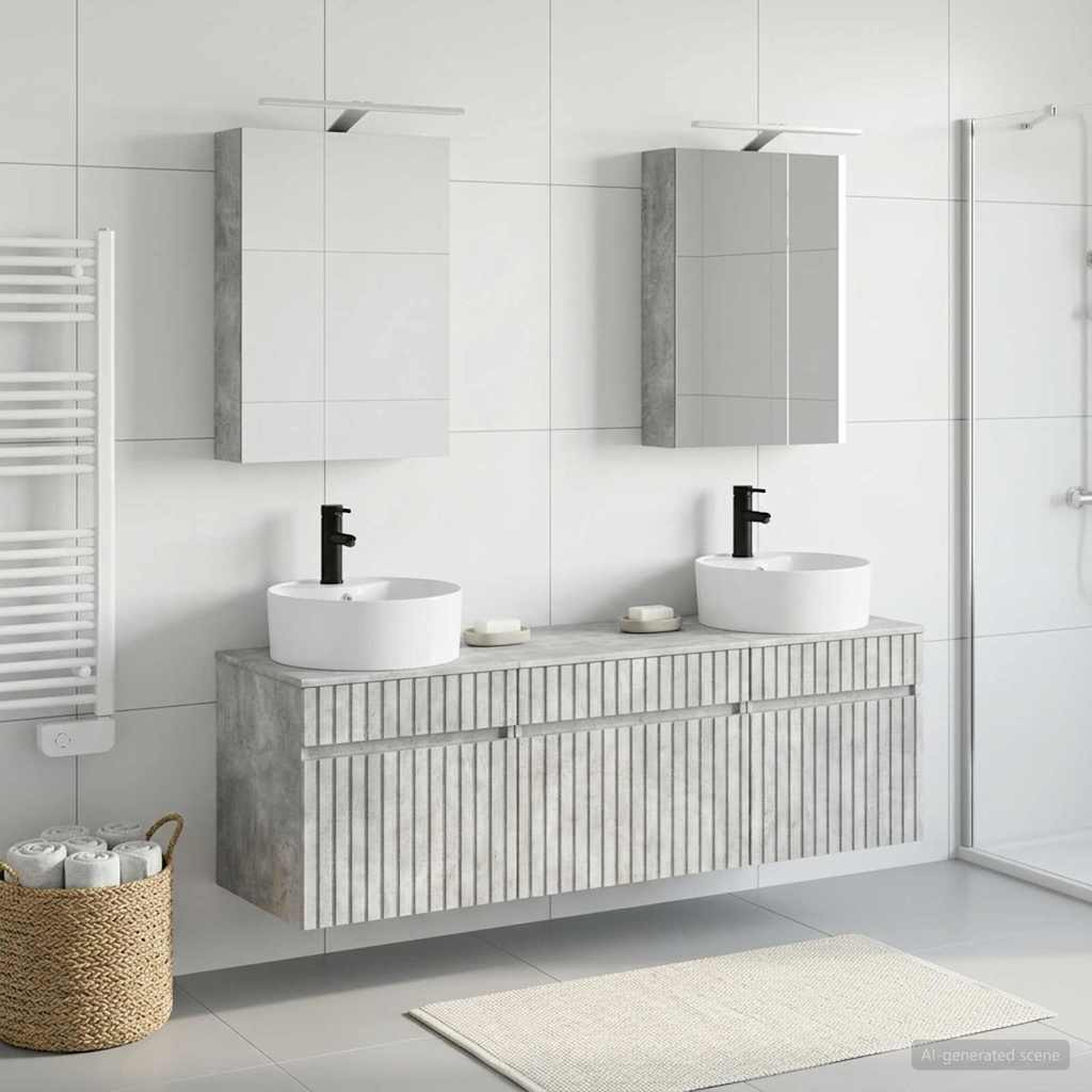 vidaXL Badezimmerschrank-Set 5 pcs Betongrau 50 x 14,5 x 70 cm