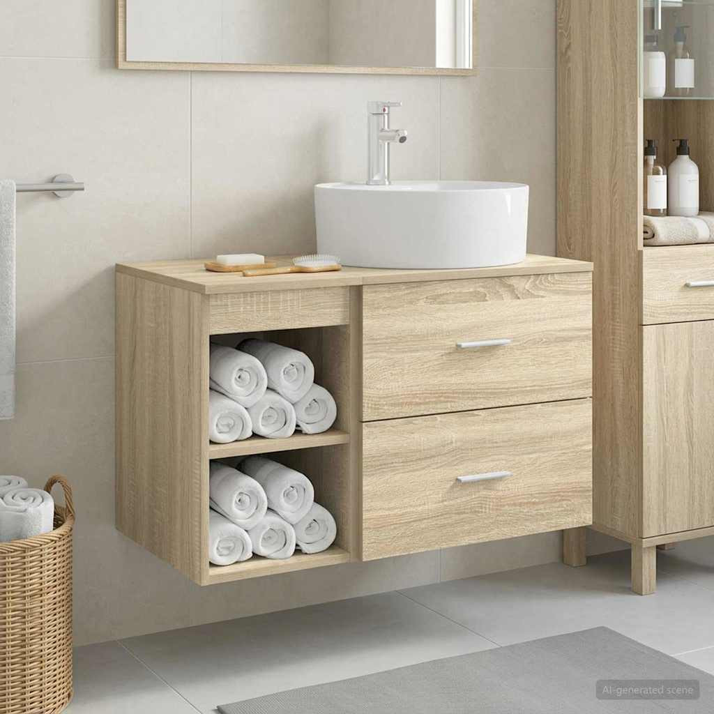 vidaXL Badezimmermöbel-Set 2 pcs Sonoma-Eiche Holzwerkstoff