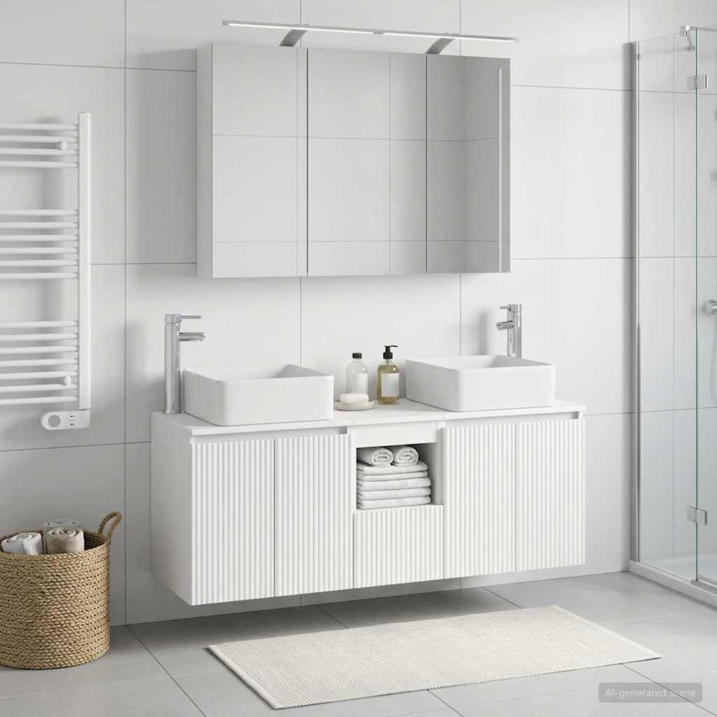 vidaXL Badezimmerschrank-Set 4 pcs Weiß 100 x 14,5 x 70 cm