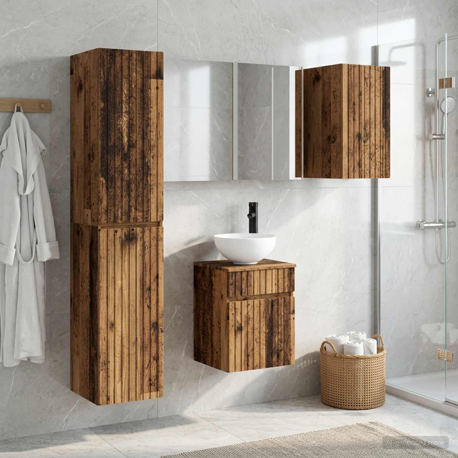 vidaXL Badezimmerschrank-Set 5 pcs Altholz 43 x 11,5 x 60,5 cm