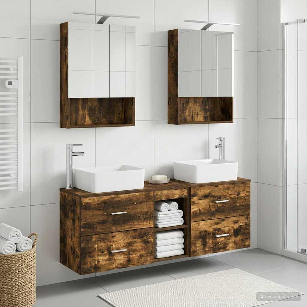 vidaXL Badezimmermöbel-Set 5 pcs Geräucherte Eiche
