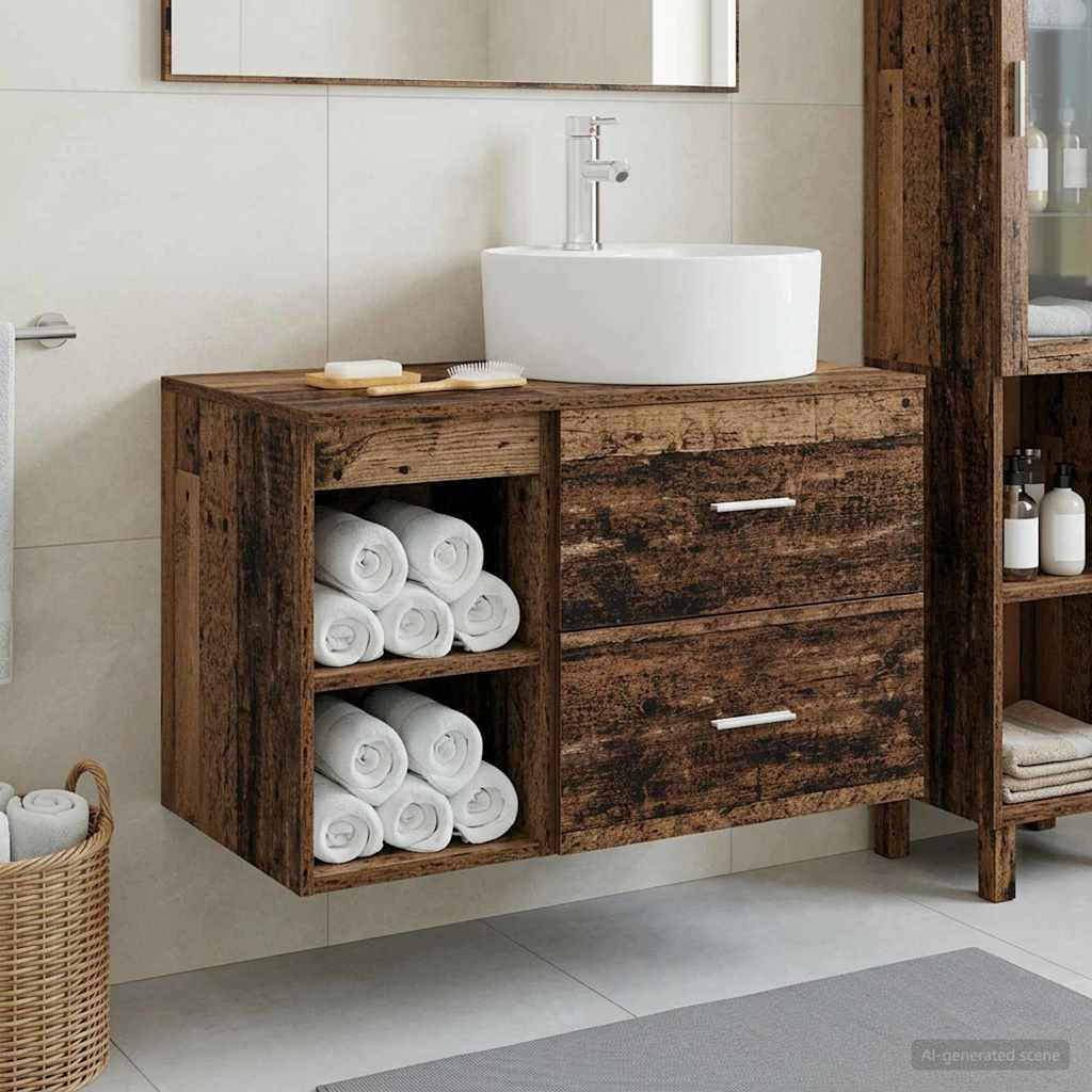 vidaXL Badezimmermöbel-Set 2 pcs Altholz Holzwerkstoff