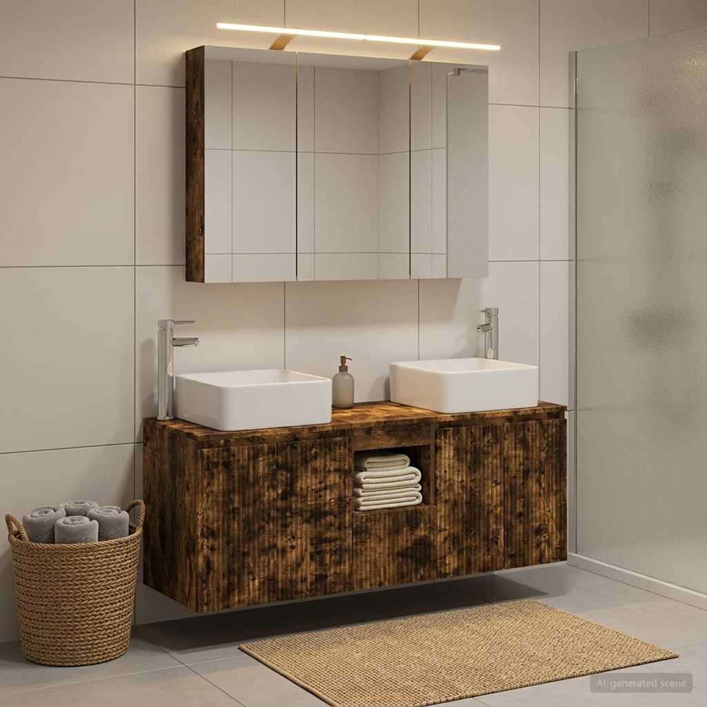 vidaXL Badezimmerschrank-Set 4 pcs Geräucherte Eiche
