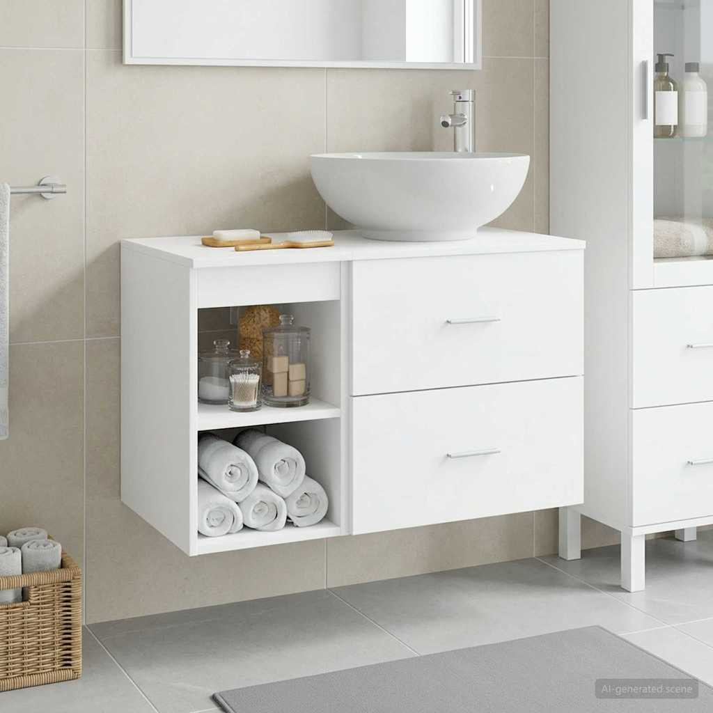 vidaXL Badezimmermöbel-Set 2 pcs Weiß Holzwerkstoff