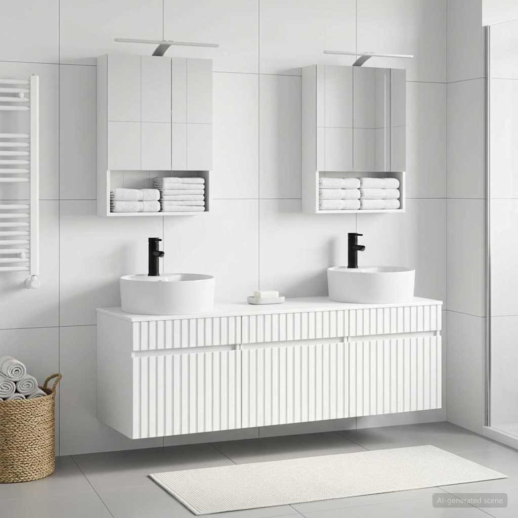 vidaXL Badezimmerschrank-Set 5 pcs Weiß 50 x 14,5 x 70 cm