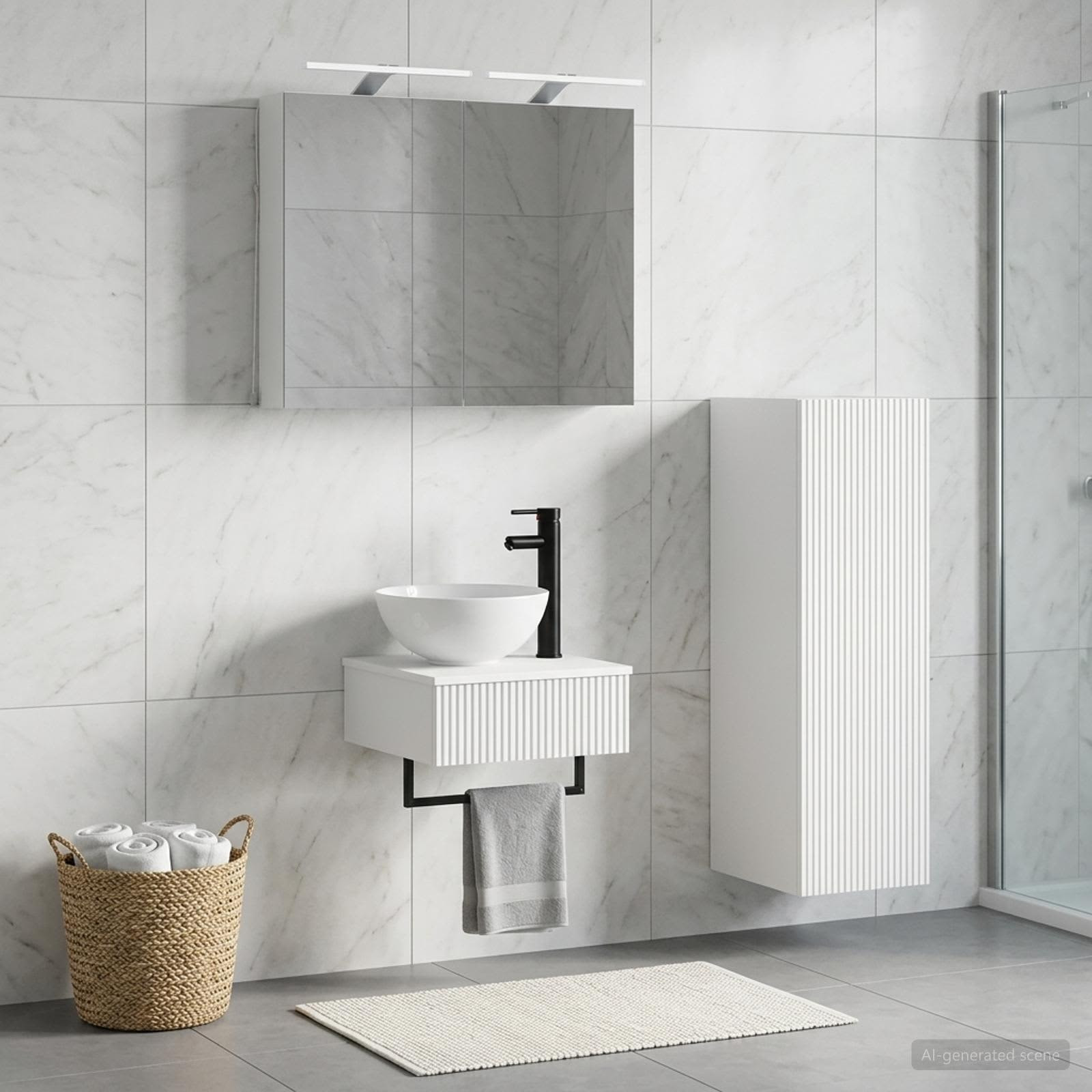vidaXL Badezimmerschrank-Set 4 pcs Weiß 40 x 10,5 x 60,5 cm