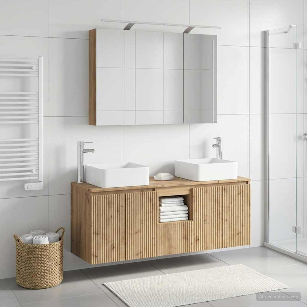 vidaXL Badezimmerschrank-Set 4 Stk. Artisan-Eiche Holzwerkstoff