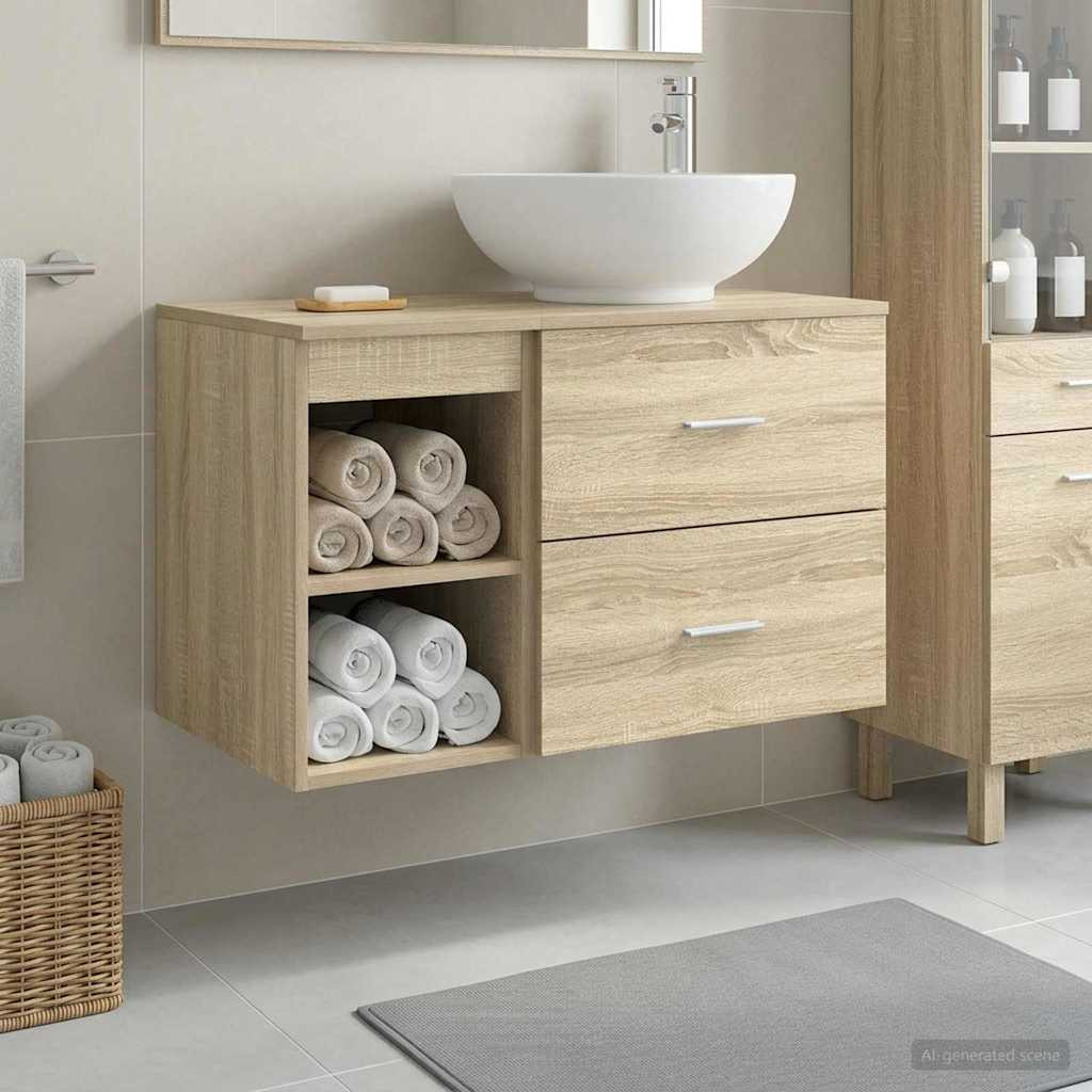 vidaXL Badezimmermöbel-Set 2 pcs Sonoma-Eiche Holzwerkstoff