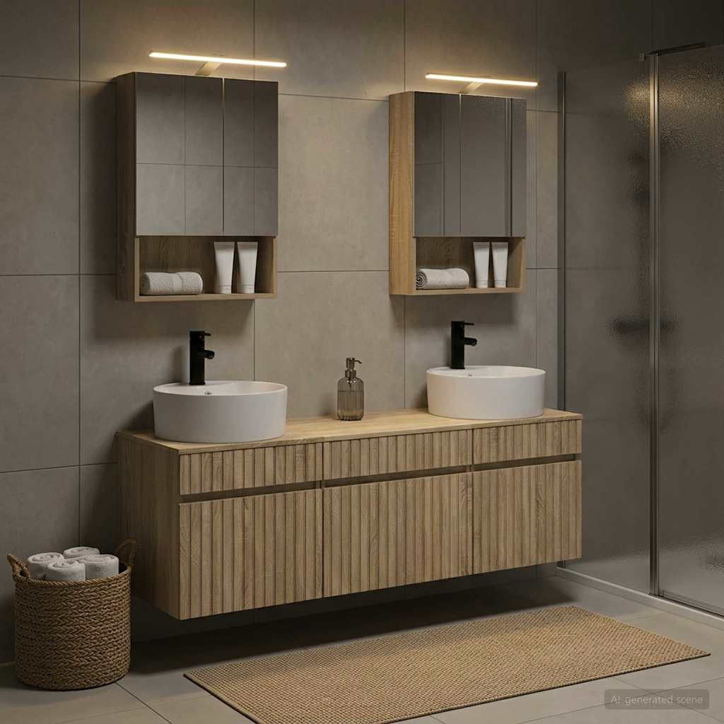 vidaXL Badezimmerschrank-Set 5 pcs Sonoma-Eiche 50 x 14,5 x 70 cm