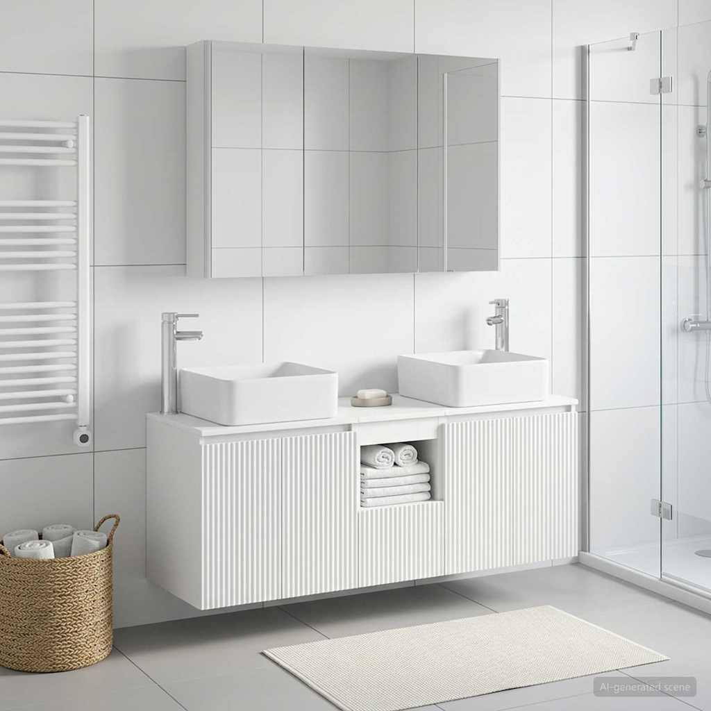 vidaXL Badezimmerschrank-Set 4 pcs Weiß Holzwerkstoff