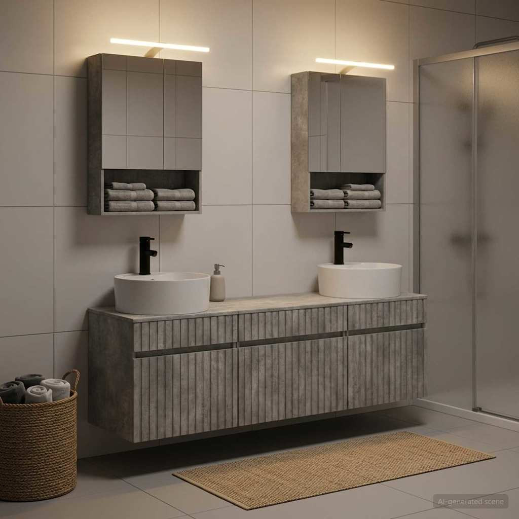 vidaXL Badezimmerschrank-Set 5 pcs Betongrau 50 x 14,5 x 70 cm
